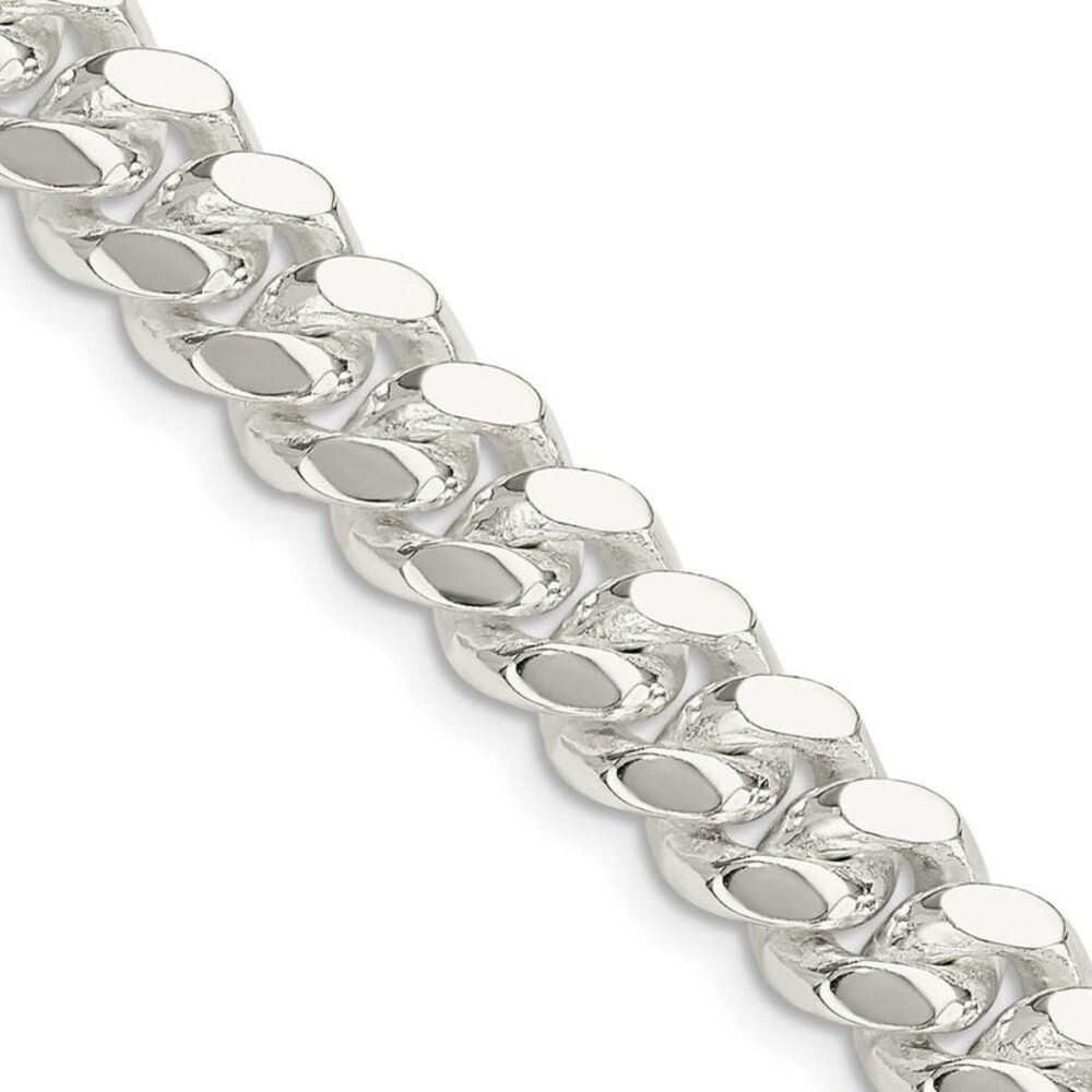 Men's 9mm Sterling Silver Solid Miami Curb Chain Necklace, 24 Inch